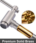 Brass Pot Filler Faucet Wall Mount, Brushed Nickel, Folding Stretchable Arm, solid brass construction, close-up
