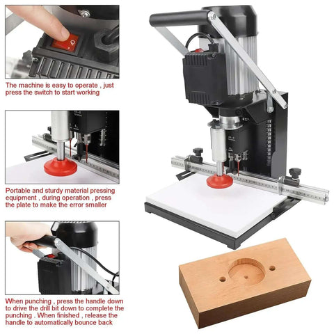 No Sweat Hinge Boring Drill For Slick Cabinet Door Woodworking With 2880 Rpm Motor And Adjustable Zero To Forty Millimeter Depth Setup