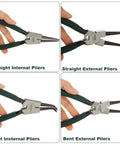 4 Pack 9 Inch Snap Ring Pliers Set Beefy Heavy Duty Internal External Circlip Pliers Kit With Straight And Bent Jaw Green Handles