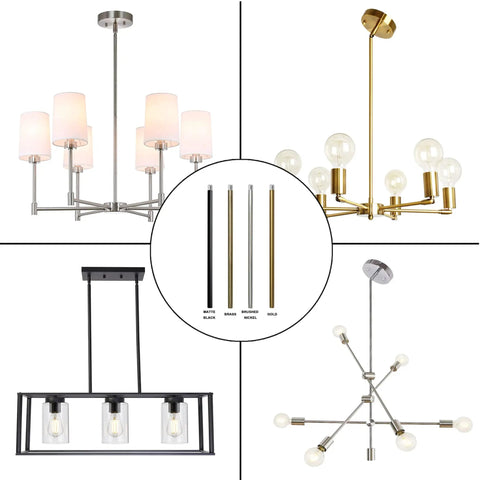 Matte Black M12 Threaded Extension Rod For Pendant Lights and Chandeliers Downrod No Fuss Install with various chandelier designs