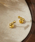 Flat Back Beaded Bar Earrings For Women, Hypoallergenic 925 Sterling Silver With 18K Gold Plating, screw-back stud earrings on fabric