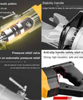 AOXHUGB Electric Hydraulic Steel Tube Bender For Quick Rebar Bending Up To 90 Degrees showing hydraulic piston and pressure relief valve.