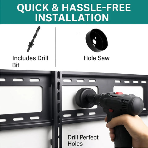 Slick In Wall Cable Management Kit To Hide Tv Wires And Keep Your Space Zero Mess includes drill bit and hole saw for easy installation.
