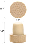 Dimensions of T-shaped wine cork reusable cork plugs, wooden top, and rubber core for sealing bottles, 60 Pieces T Shaped Wine Corks.