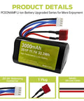 3000mAh 3S1P 11.1V Li-ion battery with T plug and cables for RC vehicles