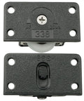 Wardrobe Sliding Door Roller Wheel Set For Closet Cabinets With ABS Nylon Wheels, showing top and bottom view of components.