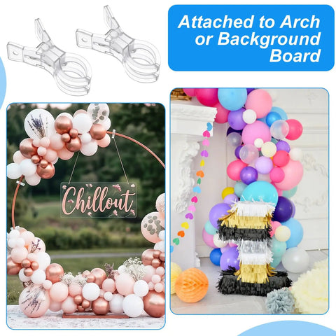 40 Pack 3.5 Inch Large Clear Balloon Arch Clips Transparent Spring Clamps Heavy Duty For Balloon Arches Backdrops Crafts