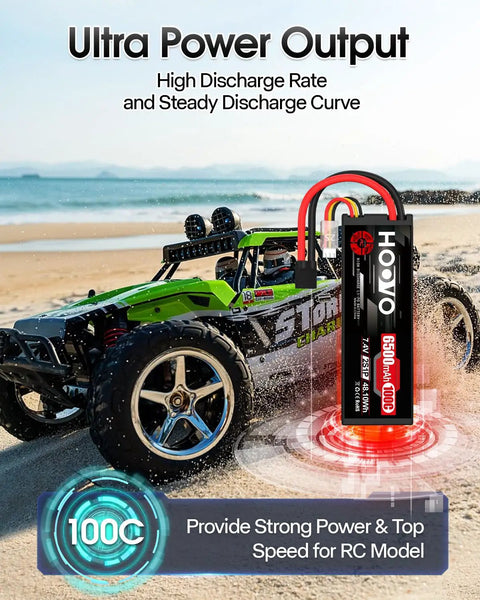 RC buggy with 2S LiPo Battery 7.4V 6500mAh 100C RC Battery Pack Hard Case With TR Plug And EC5 Connector for speed and power