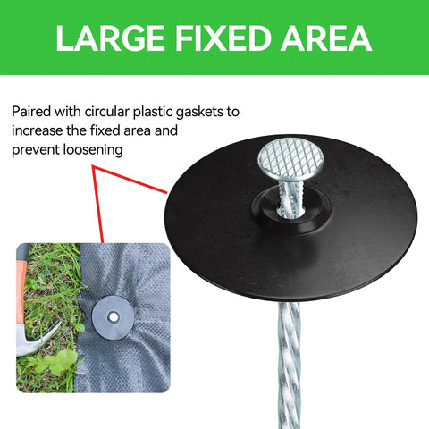8 Inch Heavy Duty Galvanized Landscape Stakes Kit With Gasket Caps, 50 Sets Spiral Garden Stakes securing fabric