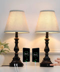 Sleek Black Table Lamps Set of 2 For Living Room And Bedroom Touch Control Nightstand Lamps With 3 Way Dimmable LED USB Type C Ports