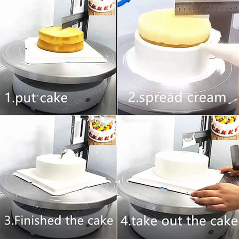 Automatic Birthday Cake Smoothing Coating Machine For 4 To 12 Inch Cakes With LCD Display in icing application process