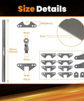 Size details of Parallel 4 Link Suspension Kit For Hot Rods And Rat Rods Weld On 24 Inch Steel Bars with Heim Joints.