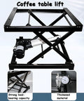 Wortat Electric Scissor Lift Table With Wireless Remote For Heavy Duty DIY Raising Loads, adjustable height black steel coffee table lift.