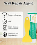 All In One Drywall Repair Kit For Holes And Cracks With Mending Agent Scraper Sandpaper And Nozzle Extender Quick And Easy Wall And Ceiling Fix No Mixing Or Mess Perfect Patch For Damaged Plaster And Drywall Surfaces displayed with scraper