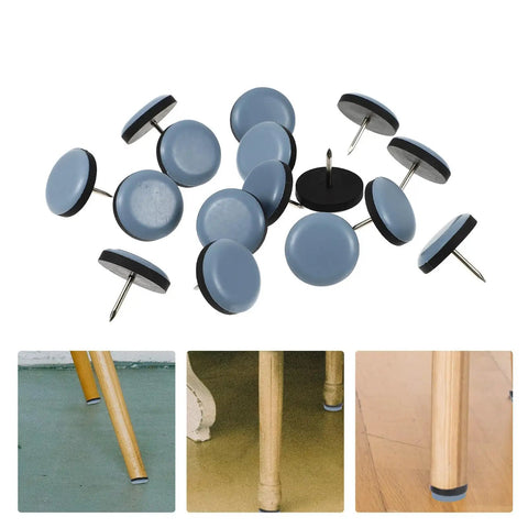 16 Piece Chair Glides For Carpet And Hardwood Floors, Heavy Duty PTFE And Iron Sliders, Floor Protectors shown with furniture legs