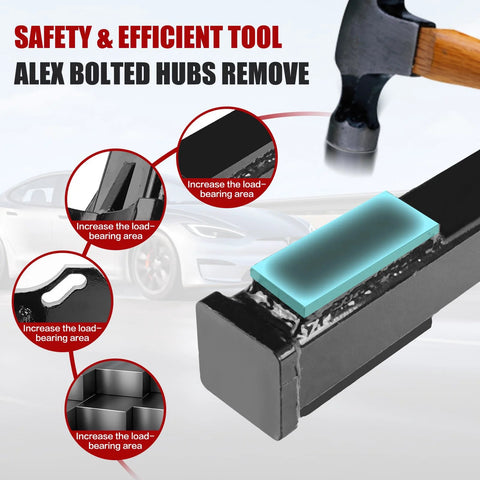Safety tool for Universal Wheel Hub Removal Tool For Cars And Trucks Compatible With 5 Bolt 6 Bolt And 8 Bolt Hubs.