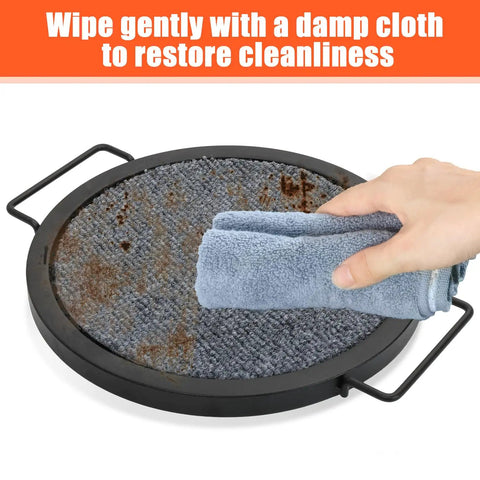 Hand cleaning Tabletop Fire Pit Mat For Solo Stove Mesa XL, Baked Enamel Heat Resistant Tray, 10 Inch Diameter.
