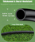 Close-up of 0.5 inch drip irrigation tubing showing dimensions and thickness, Half Inch Drip Irrigation Tubing Main Line 25 Ft Flexible PVC Garden System with Barbed Locking Fittings and Irrigation Parts for Reliable Lawn and Garden Watering.
