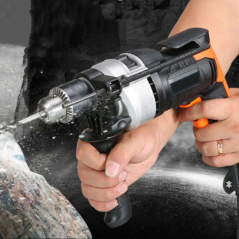 Badass Heavy Duty Cordless Percussion Drill Featuring Lightning Fast Variable Speed Trigger And Rigid Metal Chuck for tough masonry.