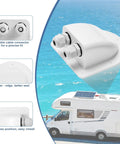 Dual Waterproof Solar Cable Entry Gland For RV And Boat Built Tough With IP68 Rating And Silicone Gasket Keeps Solar Connections Safe From Water Dust And Corrosion, white dual-entry gland on RV roof