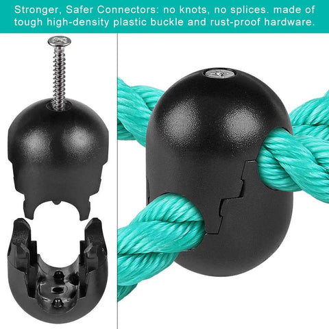 Outdoor Climbing Cargo Net For Kids with No Knot Nylon Rope showing rust-proof connector hardware