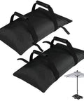 90 Lb Extra Large Umbrella Base Weight Set Of Two For Patio Fillable Sand Bags Heavy Duty Outdoor Weights in black, no sand