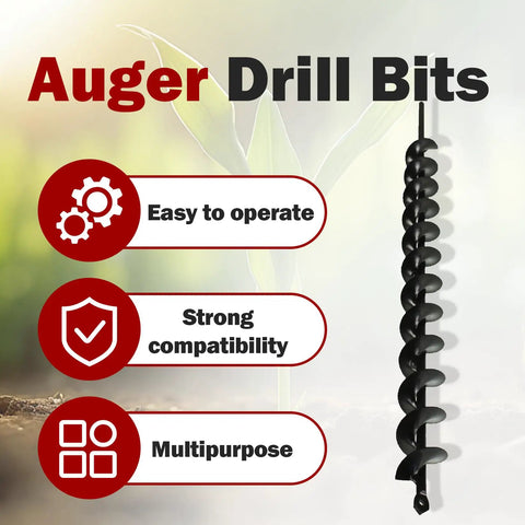 24 Inch Earth Auger Bit With 8mm Hex Shank For Yard Garden Planting Posts Or Umbrella Hole Digger Heavy Duty Steel Pro Grade