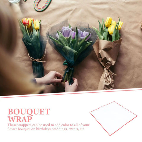 Person arranging tulip bouquets with Red Flower Wrapping Paper For Bouquets 20 Sheets BOPP Flower Bouquet Packaging