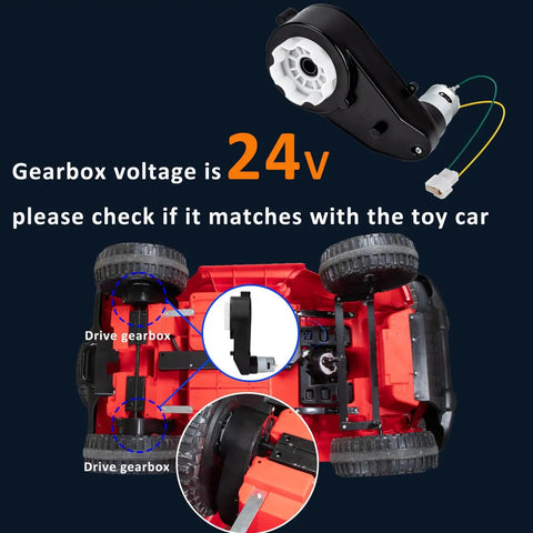 24V Power Wheels Upgrade Motor With 50000RPM RS555 Gearbox High Speed Steel Gears For Kids Ride On Cars Conversion Kit Replacement Part