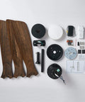 Components of 52 Inch Black Ceiling Fan With Lights, Low Profile Farmhouse Style With LED Light Kit, including wood blades