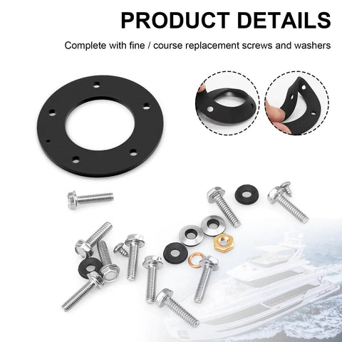 5 Hole Fuel Tank Gasket Kit for Marine Electric and Mechanical Senders, Fits 03572810 Style, with screws and washers