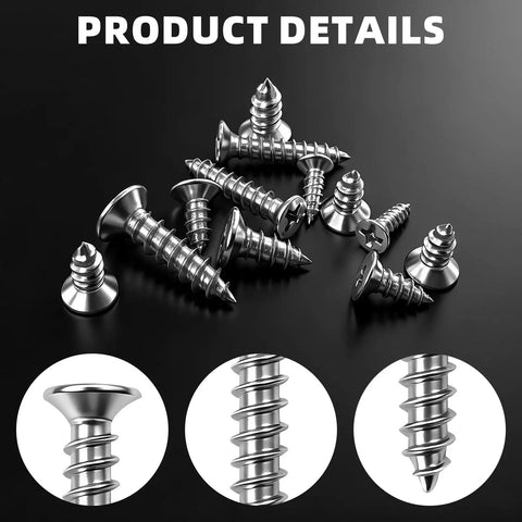 525 Piece Self Tapping Screws Set M3 M4 M5 Phillips Flat Head Wood Screws for furniture and woodworking details