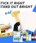 50 Sheets DTF Transfer Film Eight Point Five By Eleven Clear Transfer Paper for Inkjet Printers with ink bottles