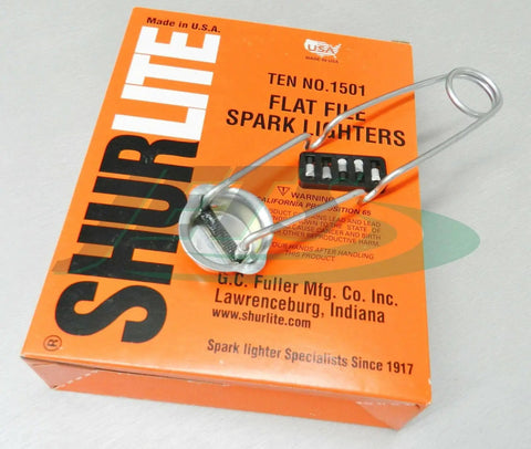 Shurlite 10 Spark Lighters With 25 Replacement Flints kit on box with striker