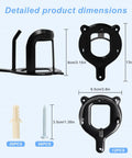12-Count Horse Bridle Rack With Hooks And Tubes Screws dimensions and components shown in matte black metal, wall mount style.