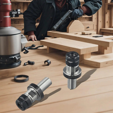 ER16 Collet Chuck Tool Holder for CNC machines with straight shank in workshop setting