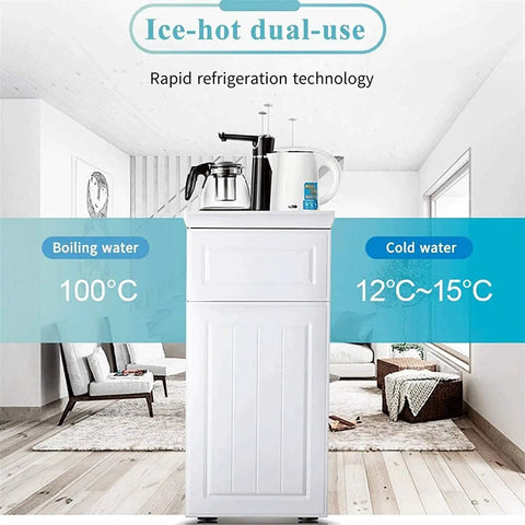 Floor Standing Water Dispenser With Hot And Cold Water, Anti Scald Rotating Faucet, Bottom Load Design, Smart Touch Controls