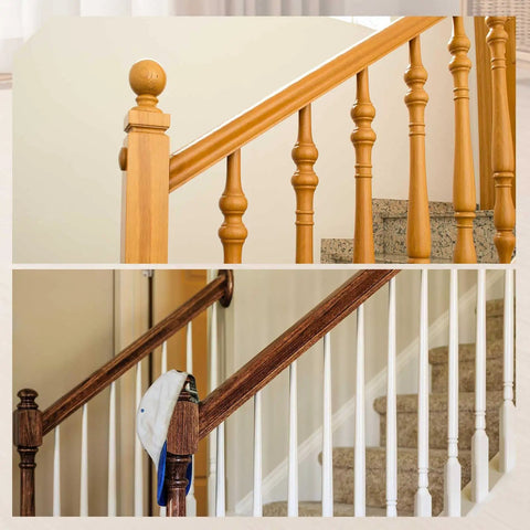 Solid Two Pack Six Foot Red Oak Handrails For Stairs With A Slick Double Layered Straight Build And Real Timber Look As A Game Changer For Quick Indoor Stairway Makeovers And Easy Home Renovation Days. Image showing close-up of stylish oak handrail designs in indoor stairway.