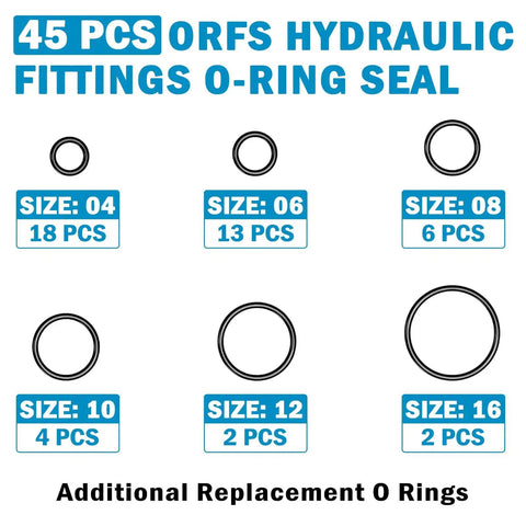 Heavy Duty 182 Piece Hydraulic Cap And Plug Kit For JIC 37 Degree And ORFS Fittings With 45 O Ring Seals Black Double Sided Organizer All In One Caps And Plugs For Hose Tube And Pipe Fits 4 6 8 10 12 16