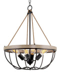 Florence 25 Inch Four Light Modern Farmhouse Hemp Rope Chandelier In Smoked Birch Finish above dining table