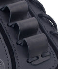 Close-up of Premium Leather Gun Shell Holder Buttstock With Matched Rifle Sling For Left Hand Use, showcasing shell loops