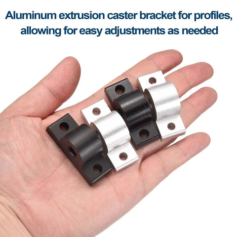 Close-up of Four Pack M10 T Slot Leg Connector Aluminum Corner Bracket Profile Extrusion Mounting Plate in hand