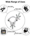Heavy Duty Aluminum Stage Lighting O Clamp For 0.98 To 1.18 Inch OD Tube Sturdy Truss Clamps Up To 100 Lb Illustrated Uses