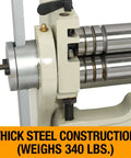 Close-up of 30-Inch Shear Brake Roll for Metal Fabrication Pro Grade, showing slip roll with three wire grooves, thick steel construction