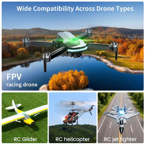 FAA Compliant Remote ID Module For Drones With Strobe Light And Buzzer, Waterproof GPS Tracker image showing FPV drone and RC aircraft.
