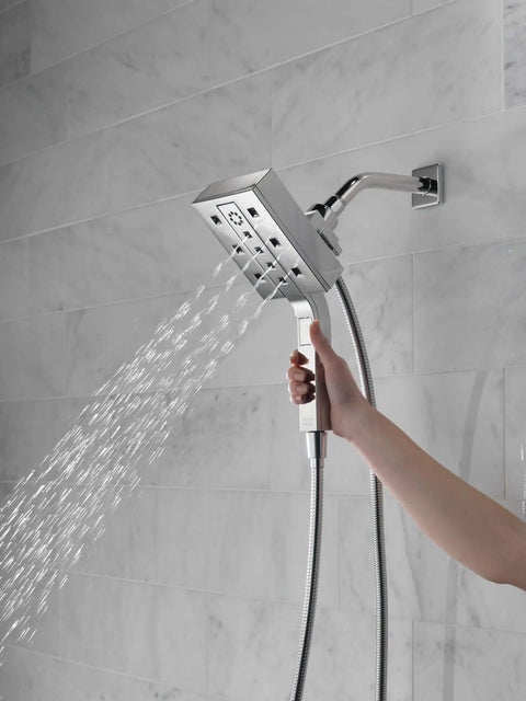In2ition Four Setting Two In One Shower Combo with H2Okinetic Technology dual shower heads or handheld 2.5 GPM flow black stainless finish