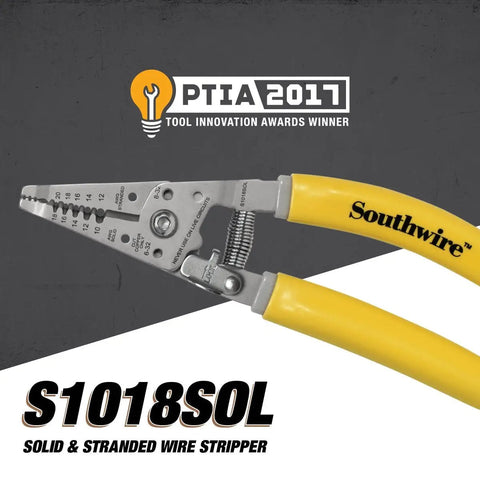 Ergonomic Wire Stripper For 10 To 18 AWG Solid And 12 To 20 AWG Stranded With Stainless Steel Blades, yellow handle