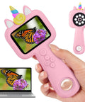 Kids Digital Microscope With 2.4 Inch Hd Screen, 600X To 4800X Magnification, Handy Handheld Miniscope For Super Fun Photos And Videos, Portable Education Toy For Ages 3 4 5 6 7 8 9 10, Boys And Girls pink handheld unicorn design with screen and LED lens