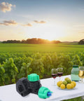 Flat Fan Spray Nozzle For Boom Sprayers With Adjustable Output on table, vineyard background, wide area coverage for liquid application