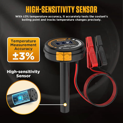 Straight Up Accurate Coolant Boiling Point Tester With Bright Oled Display For Quick 30 Second Garage Checks, featuring high-sensitivity sensor.